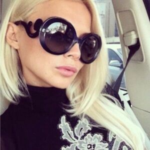 Stylish Black Leopard Oversized Baroque Swirl Hollywood UV 400 Sunglasses‼️